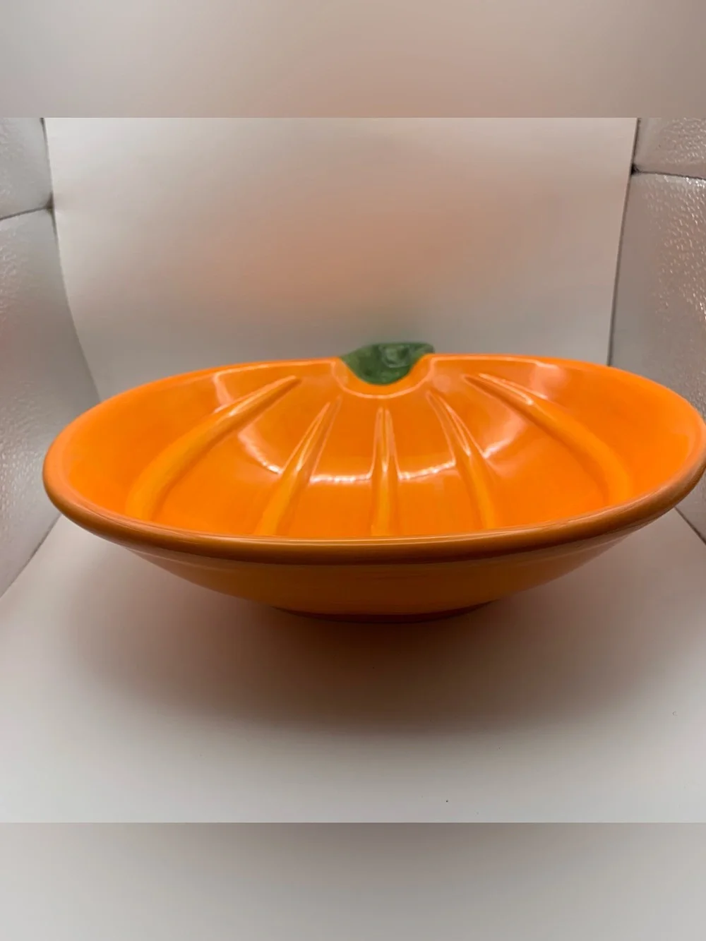 Restoration Hardware 2002 Ceramic Pumpkin Candy Dish 10”x10” Halloween